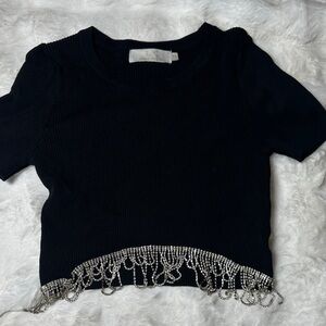 Black Top with Silver Fringe